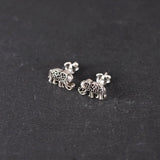 Sterling Silver Elephant Earrings Retro Style