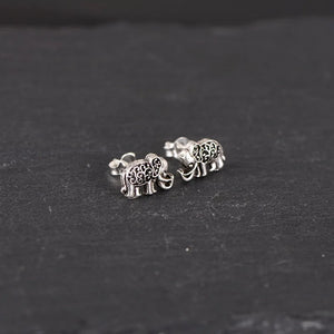 Sterling Silver Elephant Earrings Retro Style