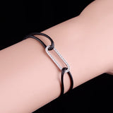 Sterling Silver Zircon Link Pendant Bracelet Red Rope Cordons
