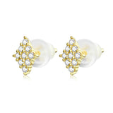 Silver Square Star Zircon Earrings