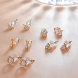Silver Square Star Zircon Earrings