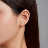 Silver Square Star Zircon Earrings