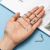 100 Stainless Steel Extender Chains w/ Charms for Jewelry Making 61x3mm