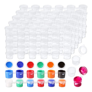 100 Strips 600 Pots Empty Paint Strips Clear Plastic Storage Containers
