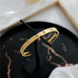 Stainless Steel Star Bangle Open Bracelet Cuff