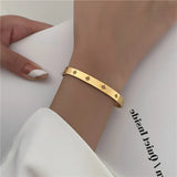 Stainless Steel Star Bangle Open Bracelet Cuff