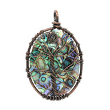 Copper Wire Tree of Life Abalone Shell Pendant