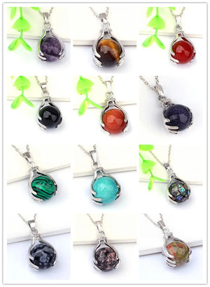 10 Pcs Silver Plated Mixed Quartz Beads Hand Shape Pendant Christmas Gift