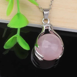 10 Pcs Silver Plated Mixed Quartz Beads Hand Shape Pendant Christmas Gift