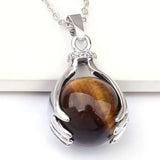 10 Pcs Silver Plated Mixed Quartz Beads Hand Shape Pendant Christmas Gift