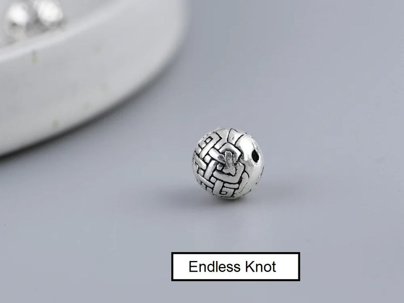 Vintage 925 Silver Tibetan Lucky Symbol Beads Eight Buddhist Auspicious Beads