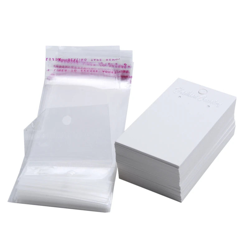 100 Earring Display Cards with Self Adhesive Bags