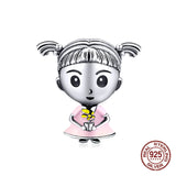 925 Sterling Silver Enamel Girl Charm Bracelet Beads