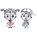 925 Sterling Silver Enamel Girl Charm Bracelet Beads