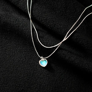 Silver Geometric Love Necklace Small Fresh Snake Bone Chain