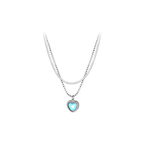Silver Geometric Love Necklace Small Fresh Snake Bone Chain