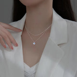 Silver Geometric Love Necklace Small Fresh Snake Bone Chain