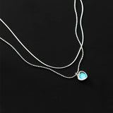 Silver Geometric Love Necklace Small Fresh Snake Bone Chain