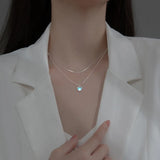 Silver Geometric Love Necklace Small Fresh Snake Bone Chain