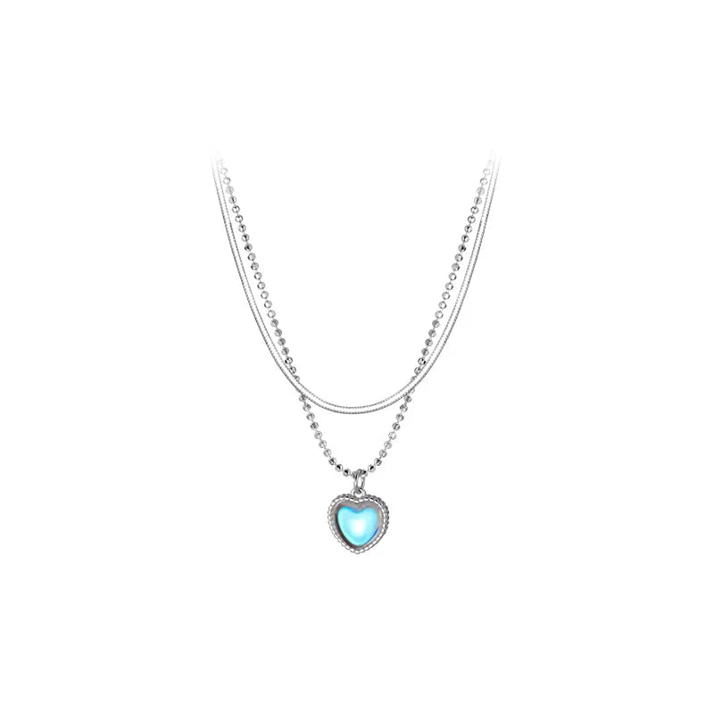 Silver Geometric Love Necklace Small Fresh Snake Bone Chain