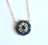 925 Sterling Silver Round Disco Charm Colorful Pendant Necklace