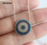 925 Sterling Silver Round Disco Charm Colorful Pendant Necklace
