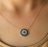 925 Sterling Silver Round Disco Charm Colorful Pendant Necklace