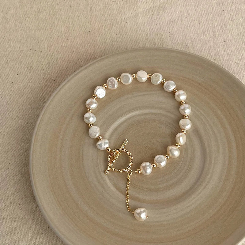 Baroque Pearl Crystal Charm Bracelet for Women