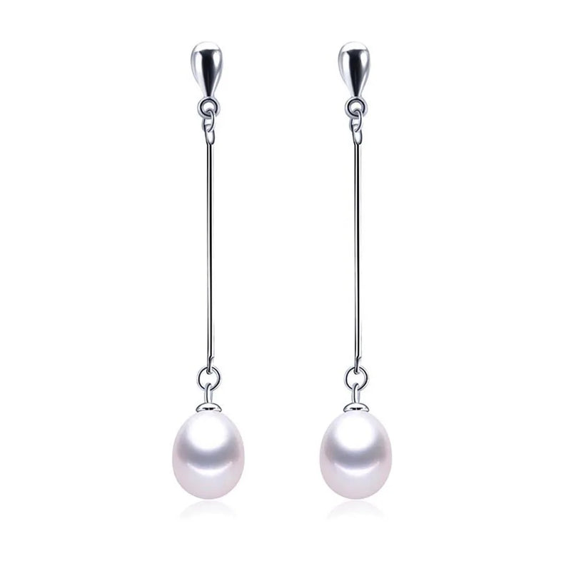 925 Sterling Silver Freshwater Pearl Earrings in Jewelry Box