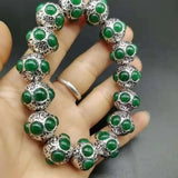 Natural Green Chalcedony Jadeite 925 Bracelet Men Women Jewelry