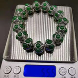 Natural Green Chalcedony Jadeite 925 Bracelet Men Women Jewelry