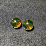Natural Light Yellow Amber Beads 2A+Mexica Blue-amber 12mm Round Bead 2pcs/lot