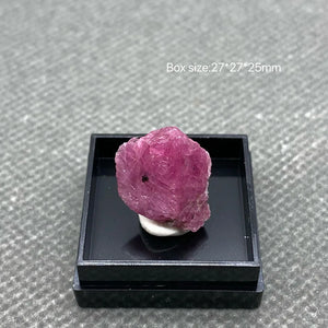 Natural Myanmar Fluorescent Ruby Rough Stones Healing Crystals +Box 27*27*25mm