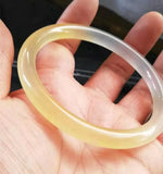 Natural Golden Silk Jade Bracelet Handcarved Emerald Women's Jade Bracelet