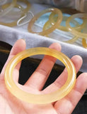 Natural Golden Silk Jade Bracelet Handcarved Emerald Women's Jade Bracelet