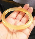 Natural Golden Silk Jade Bracelet Handcarved Emerald Women's Jade Bracelet