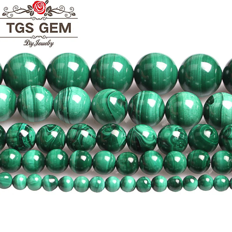 Natural Malachite Stone Round Beads for DIY Jewelry Making
