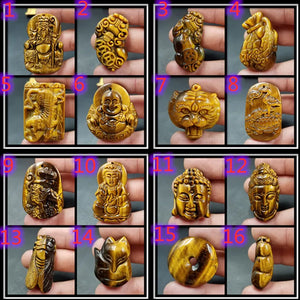 Tiger Eye Jade Pendant Necklace Zodiac Texture Necklace Women Men