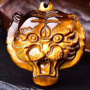 Tiger Eye Jade Pendant Necklace Zodiac Texture Necklace Women Men