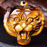 Tiger Eye Jade Pendant Necklace Zodiac Texture Necklace Women Men