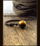 Natural Tiger Eye Stone Round Beads Pendant Necklace
