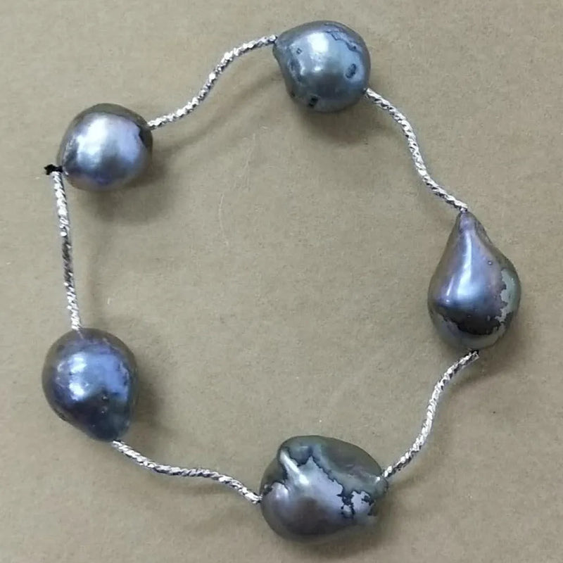 Natural Freshwater Pearl Bracelet, Big or Baroque Pearls