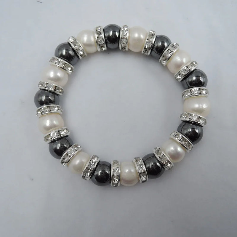 Freshwater Pearl Bracelet with Stone and Crystals