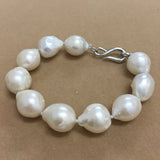Natural Freshwater Pearl Bracelet, Baroque Shape, 11-14mm Diameter
