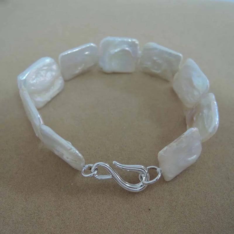 Baroque Freshwater Pearl Bracelet, Rectangle Shape, 16-19mm