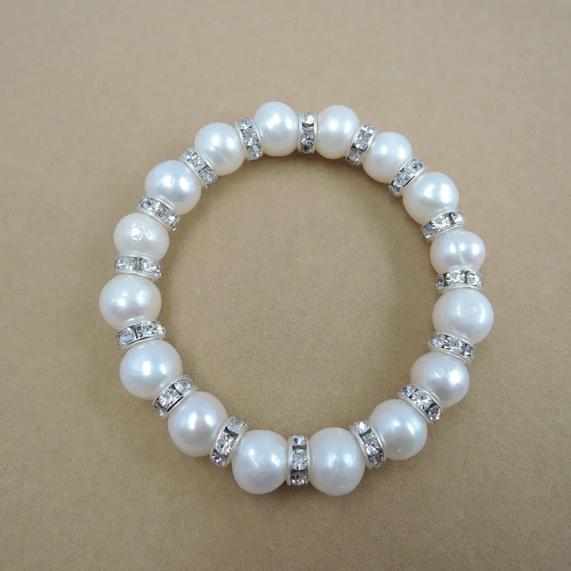Freshwater Pearl Bracelet with Crystals - Elegant Jewelry Accessory