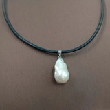 Baroque Shape Freshwater Pearl Pendant Necklace, Magnet Closure