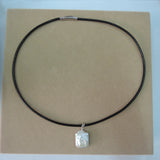 Baroque Pearl Pendant Necklace, Real Leather Chain, 17x21 mm Rectangle Pearl