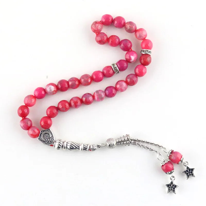 Natural Agate Stone Tesbih Islamic Prayer Beads Tasbih Muslim 8mm Beads