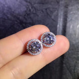 1ct D,VVS Moissanite Ear Studs, 925 Silver